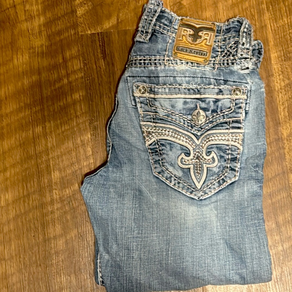 Rock revival waist 30 inseam 30 delroy straight used jeans